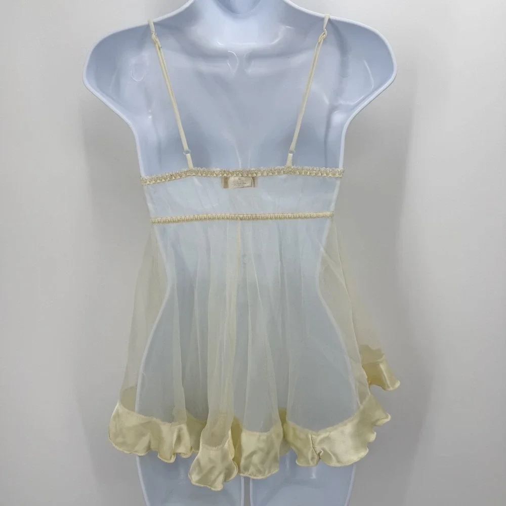 Vintage Inner‎ Most Babydoll Tank Top Size XS Chemise Sheer Ruffle Lingerie
